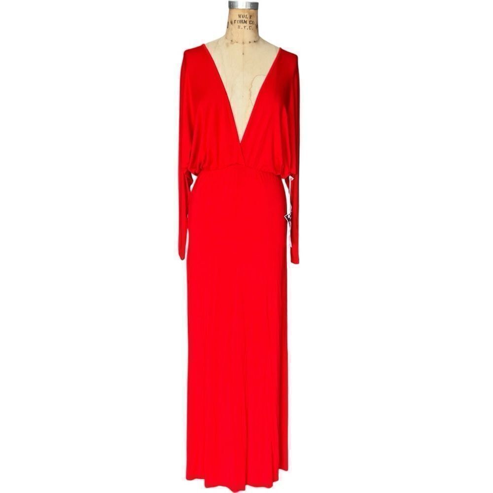 Young Fabulous & Broke Red Deep V Neck Maxi Dress XS